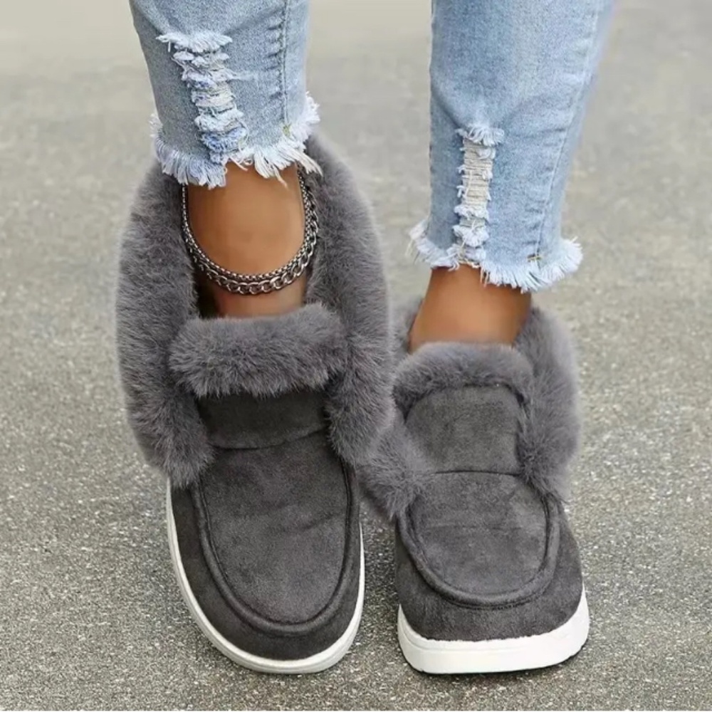 Gray Fur Booties